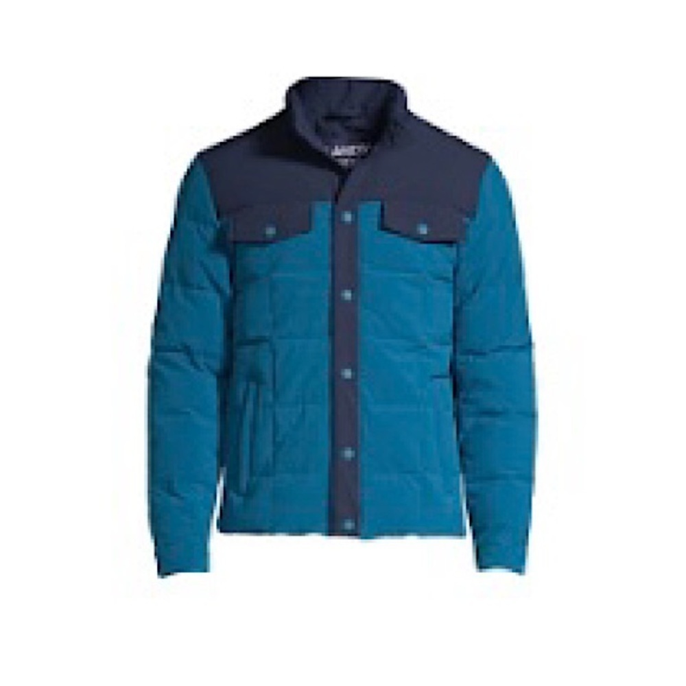 LANDSEND Mens Quilted Stretch Down Jacket With Snap Front 34 to 9 Degrees Temps
